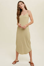 Wishlist Apparel - STRIPED KNIT MIDI DRESS WITH ROUND HEM / WL22-7026