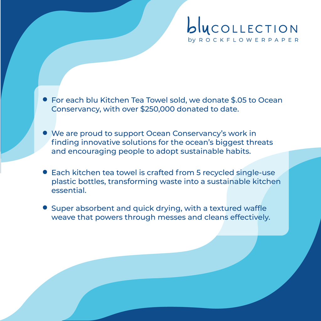 rockflowerpaper - Lemon Blossoms blu Kitchen Tea Towel