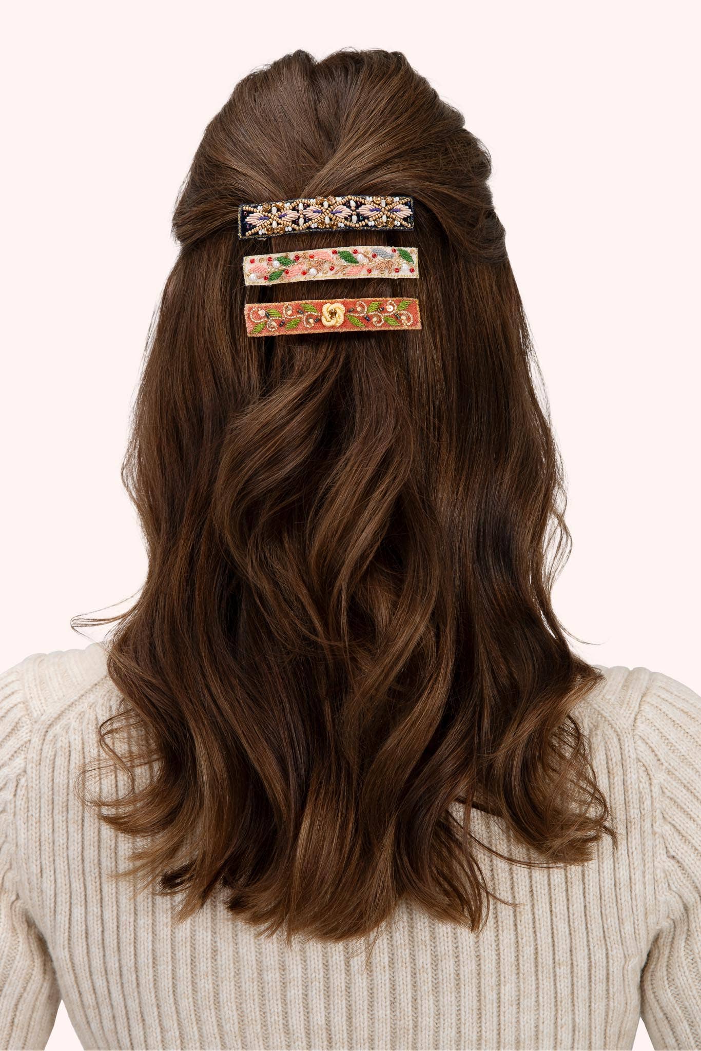 Powder Design inc - US - Tangerine Floral Single Hair Barette - Teal