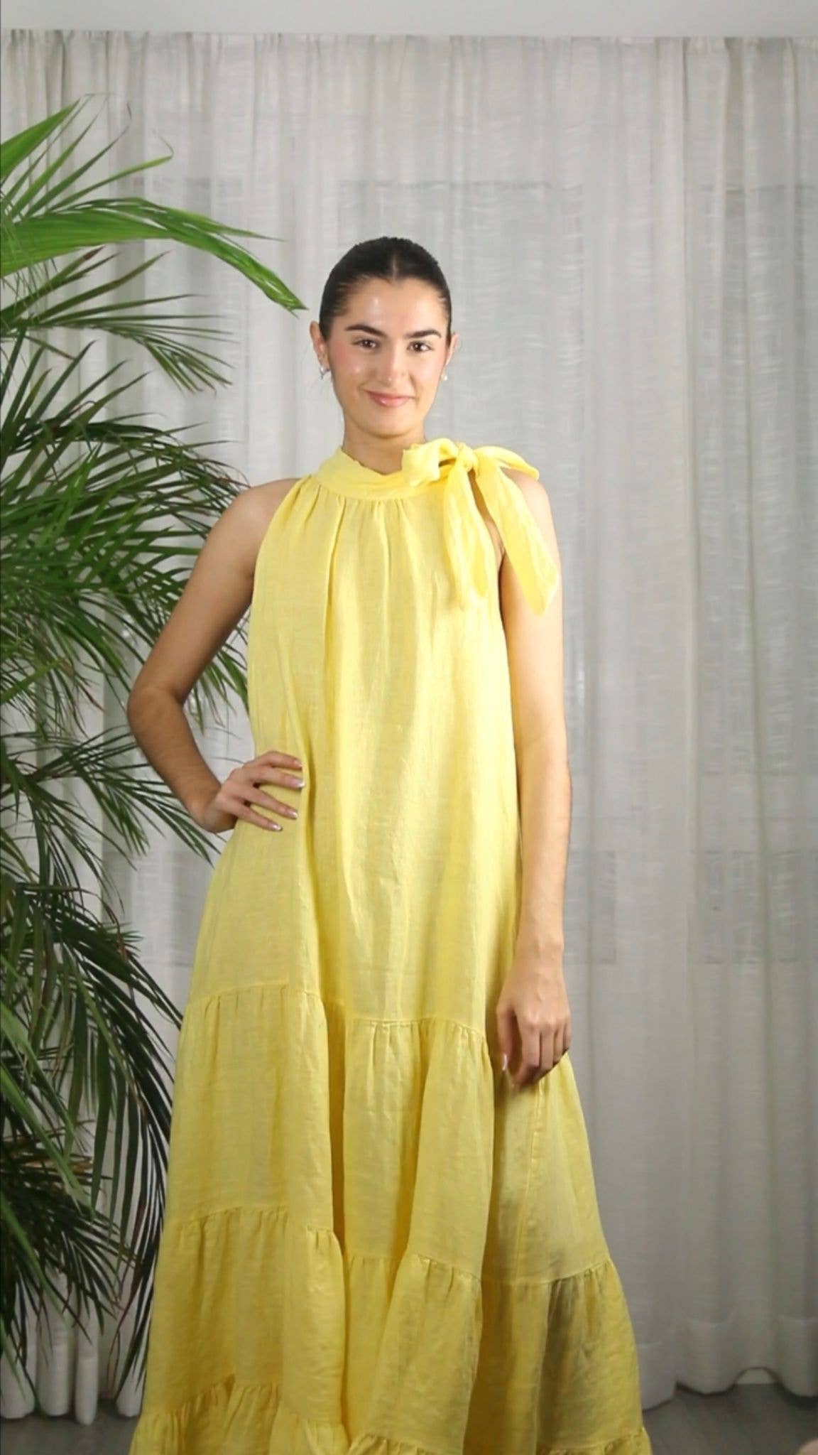Linen & More - REF 72319 LONG DRESS BOW 100% LINEN