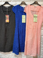 la maison des fibres naturelles - Polka dot patterned linen dress 9109 100% linen