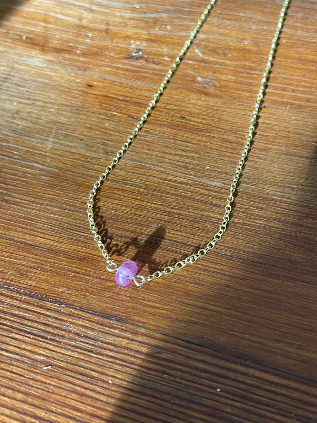 Live Oak Designs - Oval Chain With Pink Sapphire Necklace