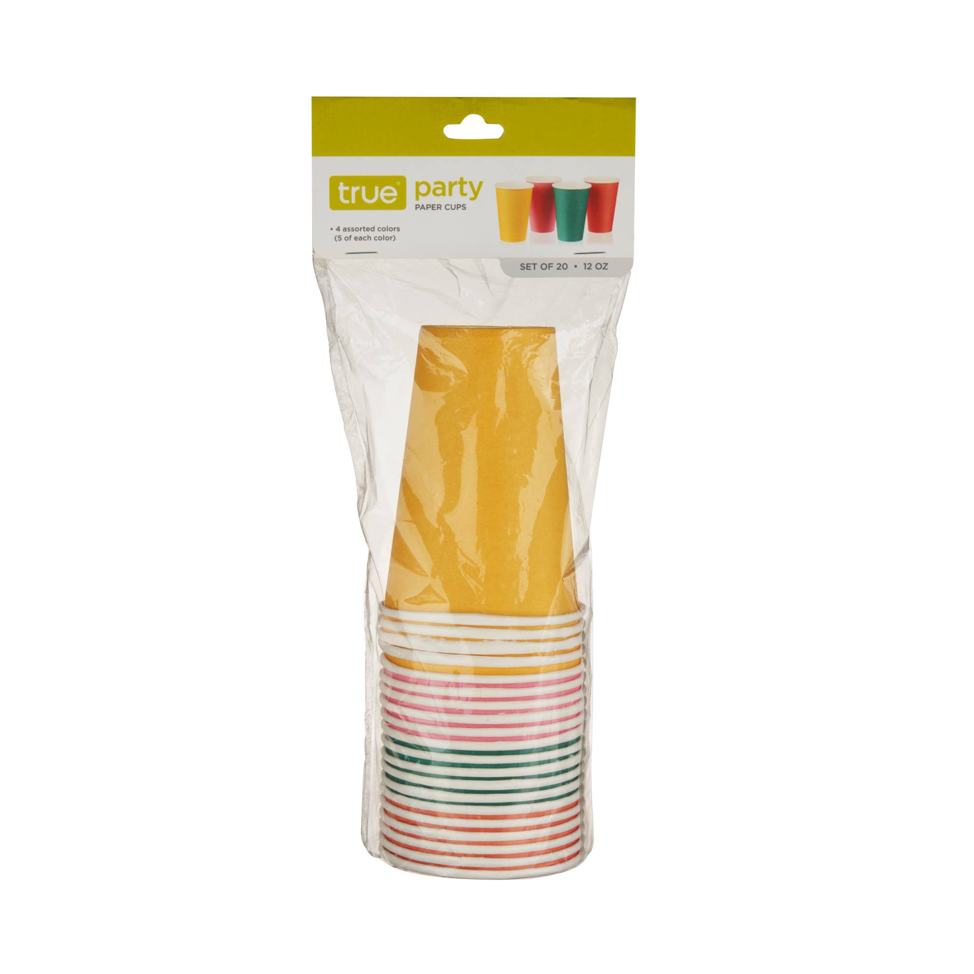 TRUE - Party Disposable Colored Paper Cups - Asst - Pack of 20