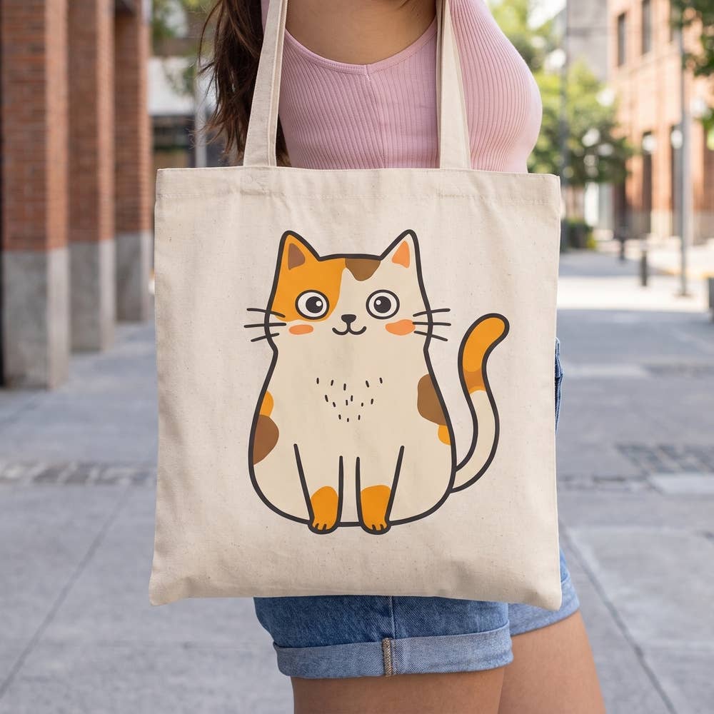 Collections by Fame Accessories - Kawaii Cat Print Canvas Tote
