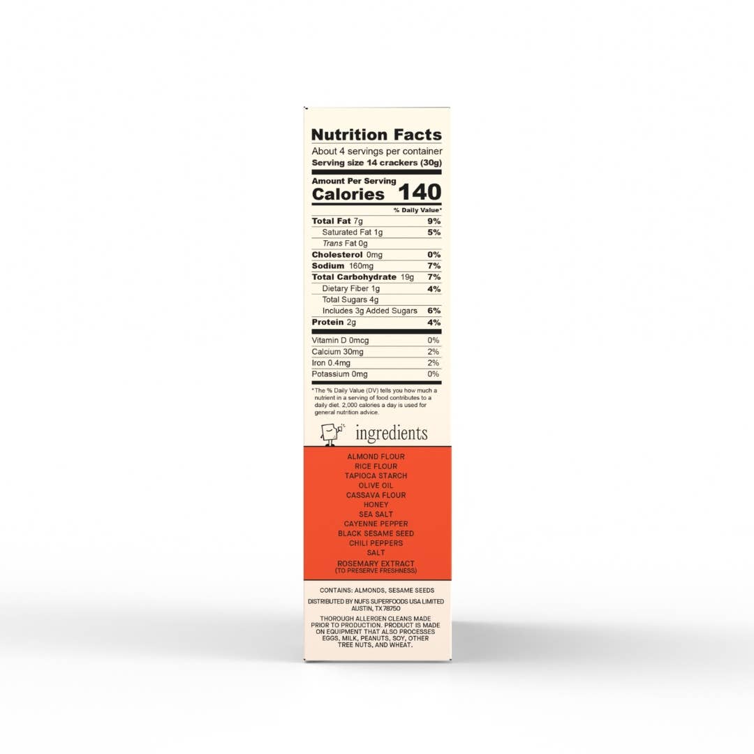 Nufs - Hot Honey Gluten-Free & Seed Oil Free Crackers - 4.25oz