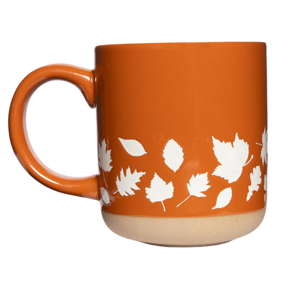 Sweet Water Decor - Fall Leaves Orange Stoneware Coffee Mug