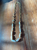 Live Oak Designs - Flat Drawn Chain With Biwa Pearls, Prasiolite, and Smoky Quartz Necklace