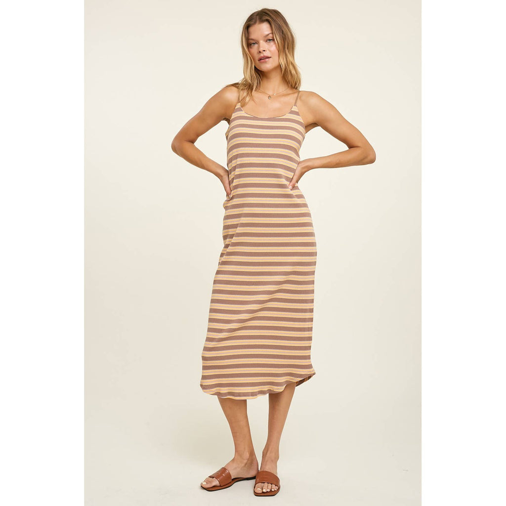Wishlist Apparel - STRIPED KNIT MIDI DRESS WITH ROUND HEM / WL22-7026