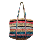 Chloe & Lex - Colorful Stripes Hand-Dyed Pure Jute Tote Bag for Women