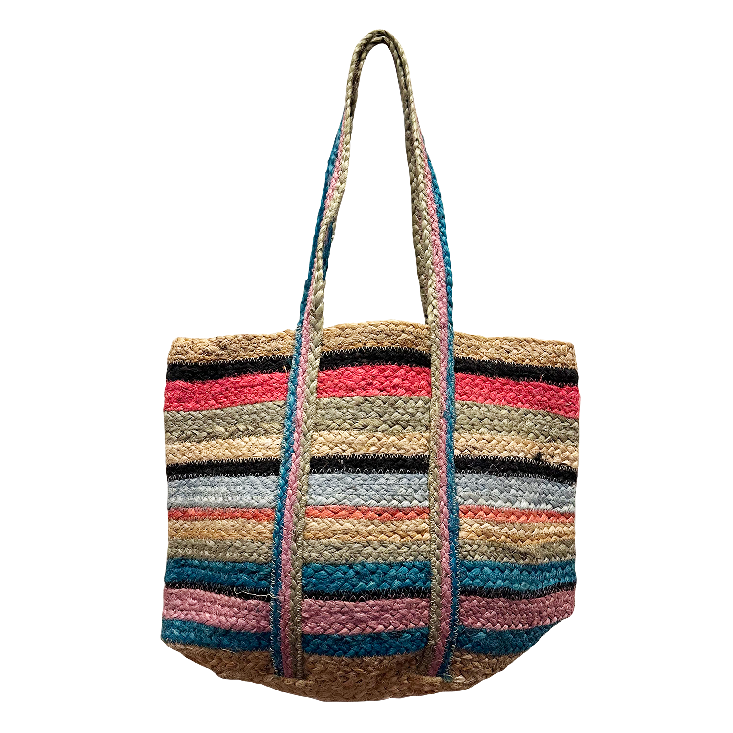 Chloe & Lex - Colorful Stripes Hand-Dyed Pure Jute Tote Bag for Women