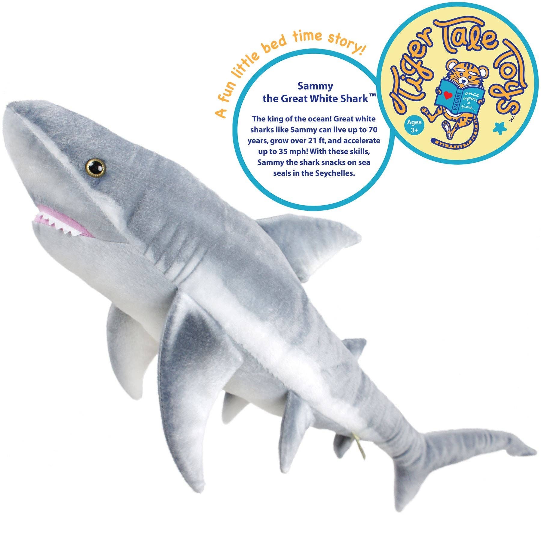 VIAHART Toy Co. - Sammy The Shark | 36 Inch Stuffed Animal Plush | By TigerHart Toys