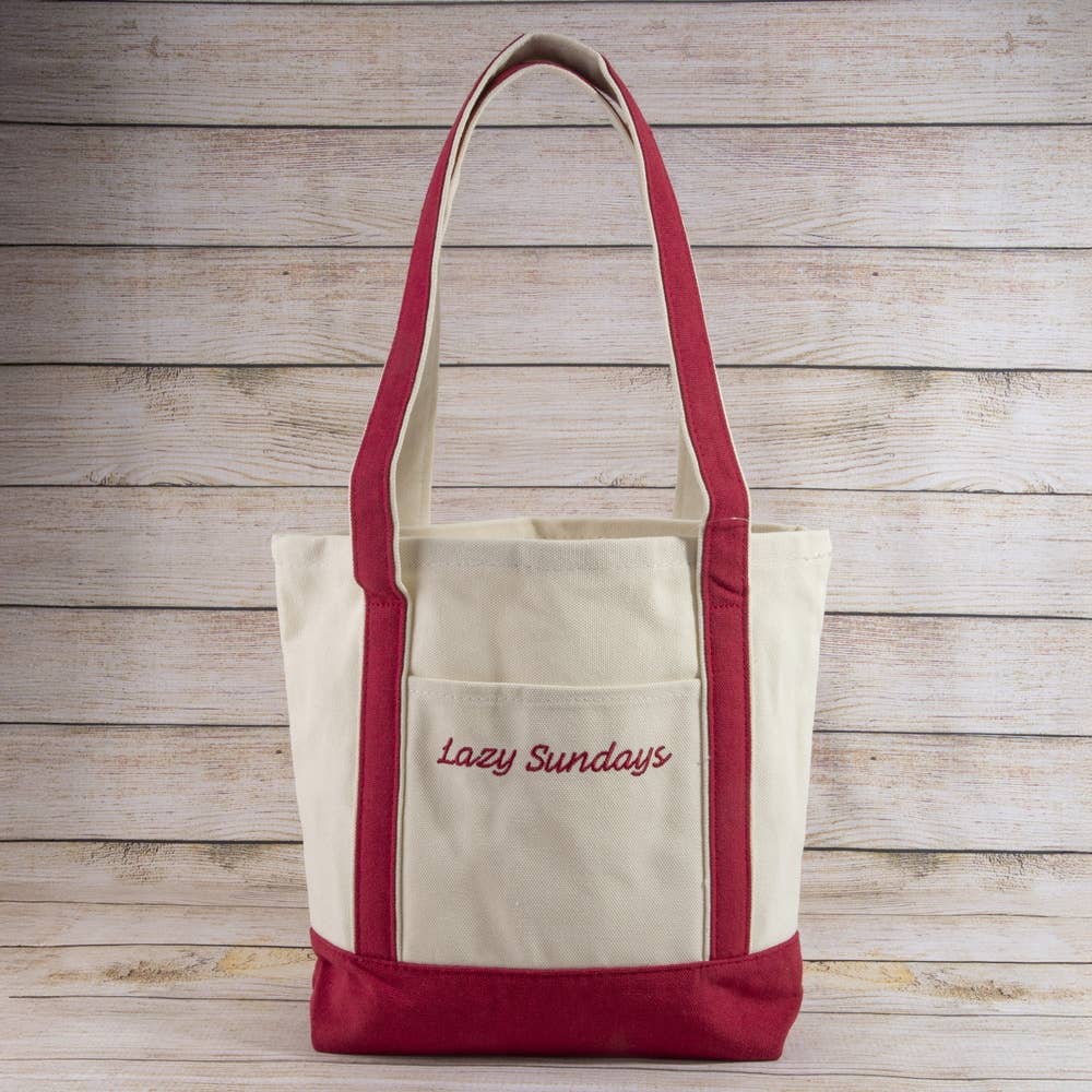 Collections by Fame Accessories - Lazy Sundays Embroidered Canvas Tote Bag