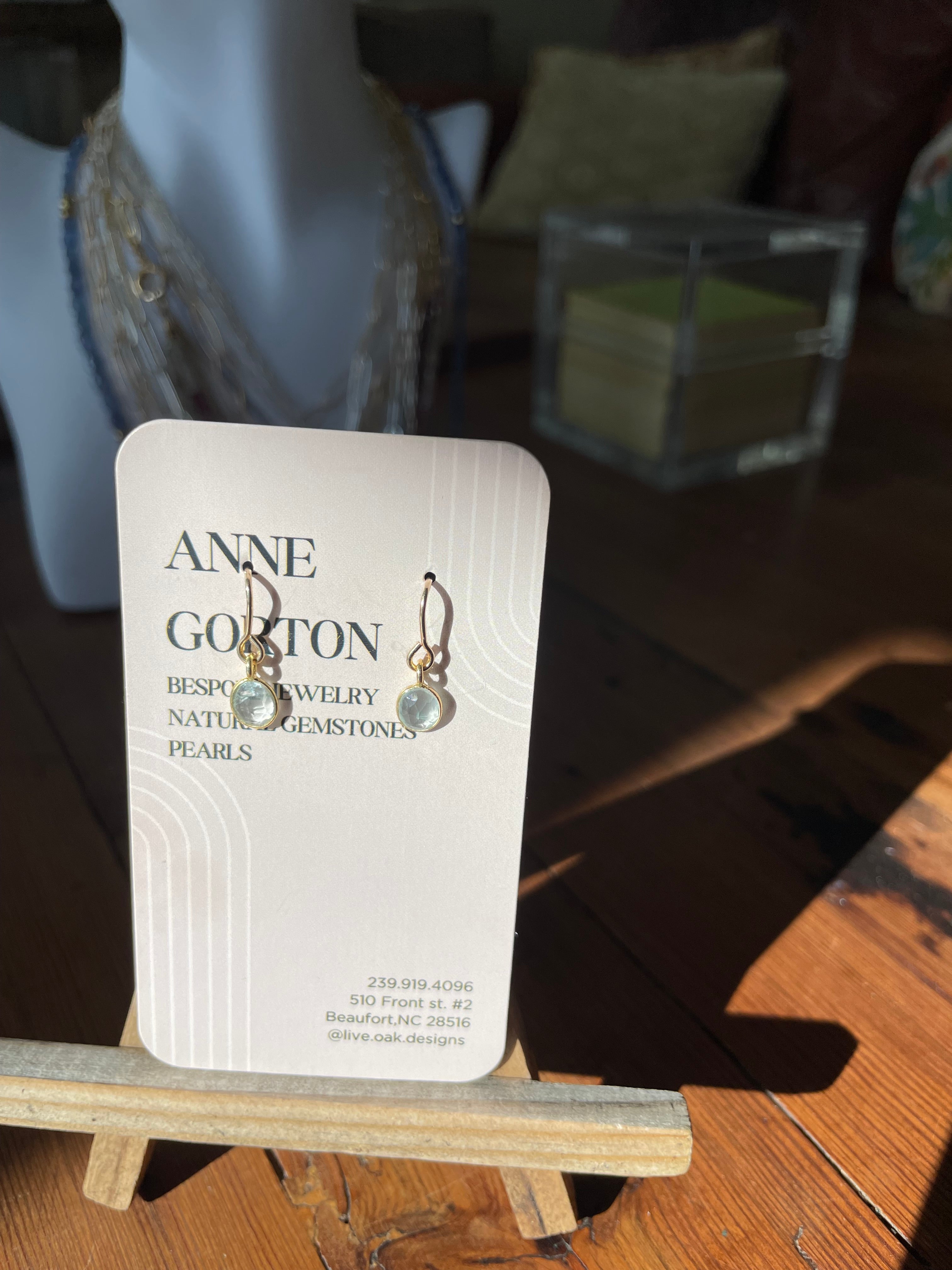 Live Oak Designs - Aquamarine Gold Drop Earrings