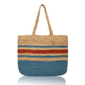 Chloe & Lex - Blue Red Stripes Pure Jute Unisex Beach Shopper Bag