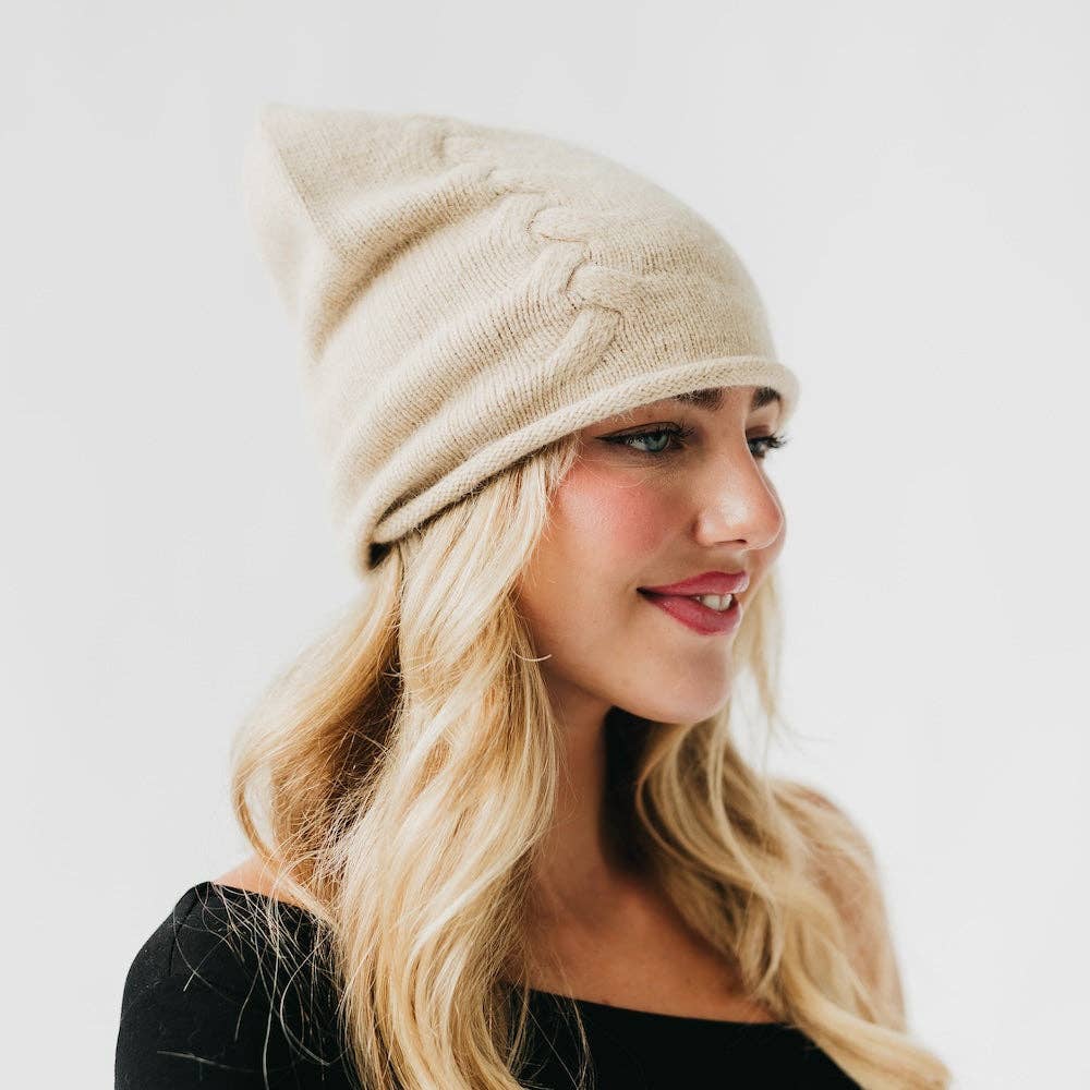 Pretty Simple - Cable Rolled Edge Cashmere Beanie
