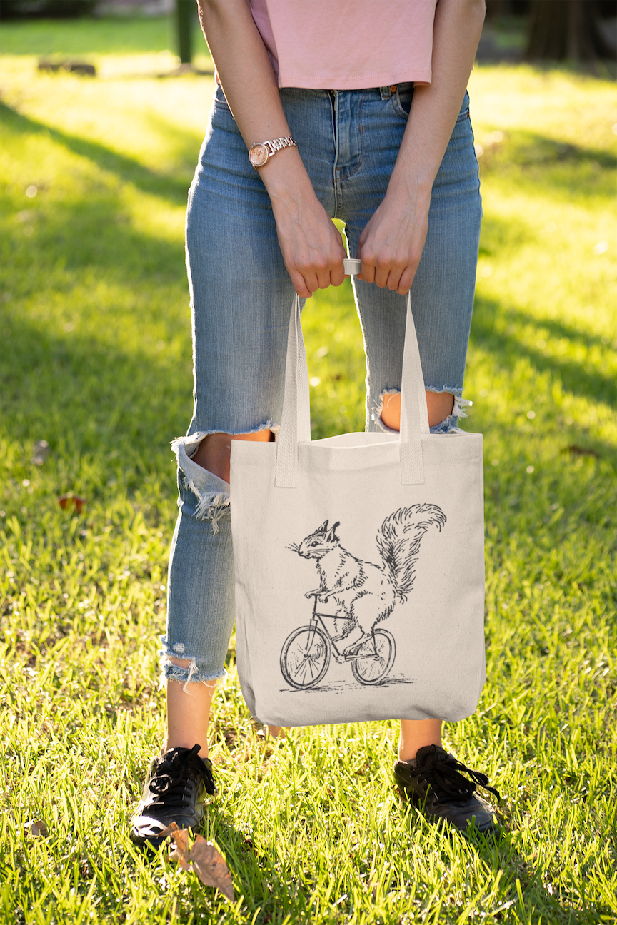 House of Swank Clothing - Squirrel Riding Bike Tote Bag