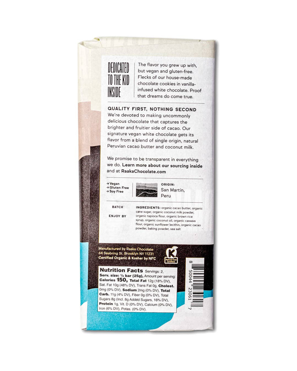 Raaka Chocolate - 31% Cookies & Cream Vegan White Chocolate Bar