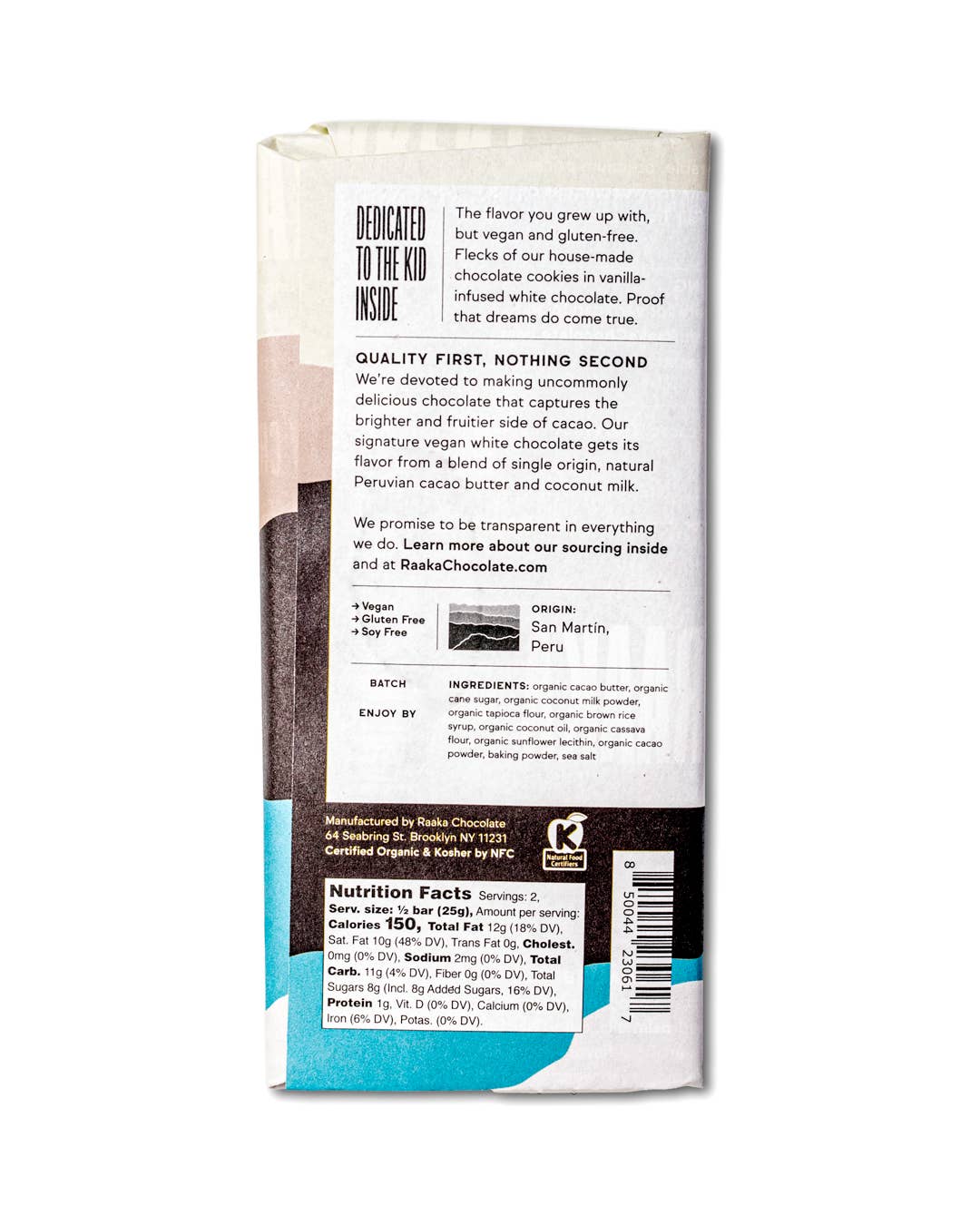 Raaka Chocolate - 31% Cookies & Cream Vegan White Chocolate Bar