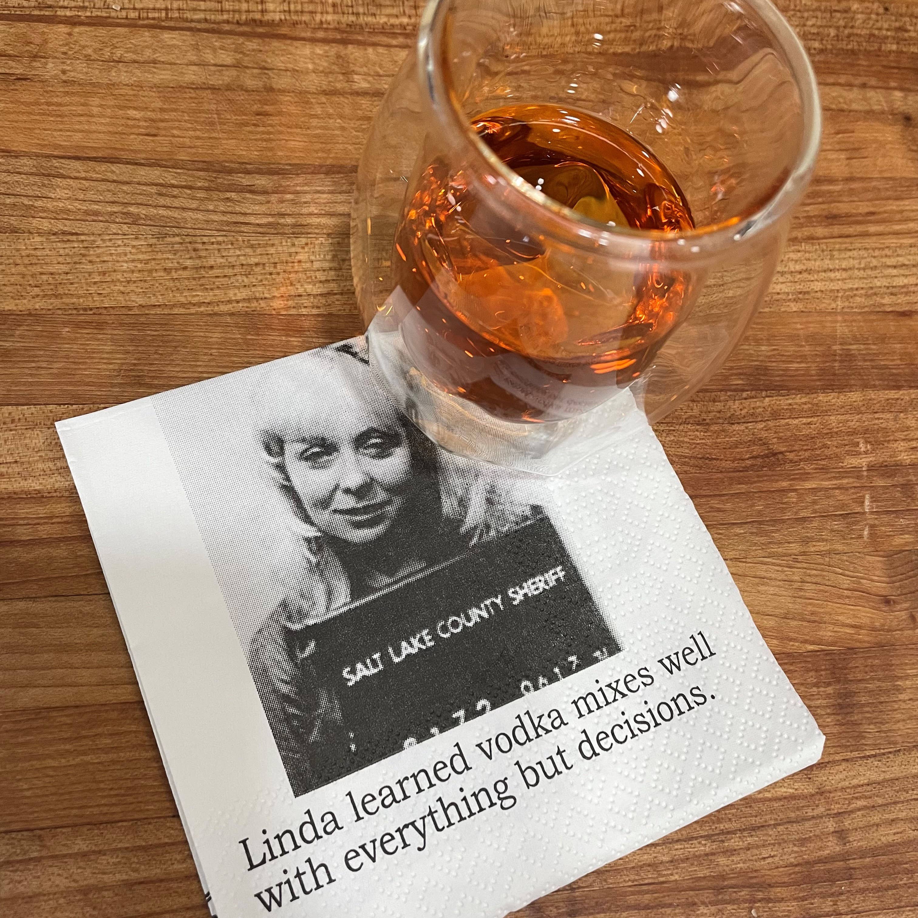 The 3 Sisters Design Co. - Big House Cocktail Napkins, Linda learned vodka mixes... - beaudega