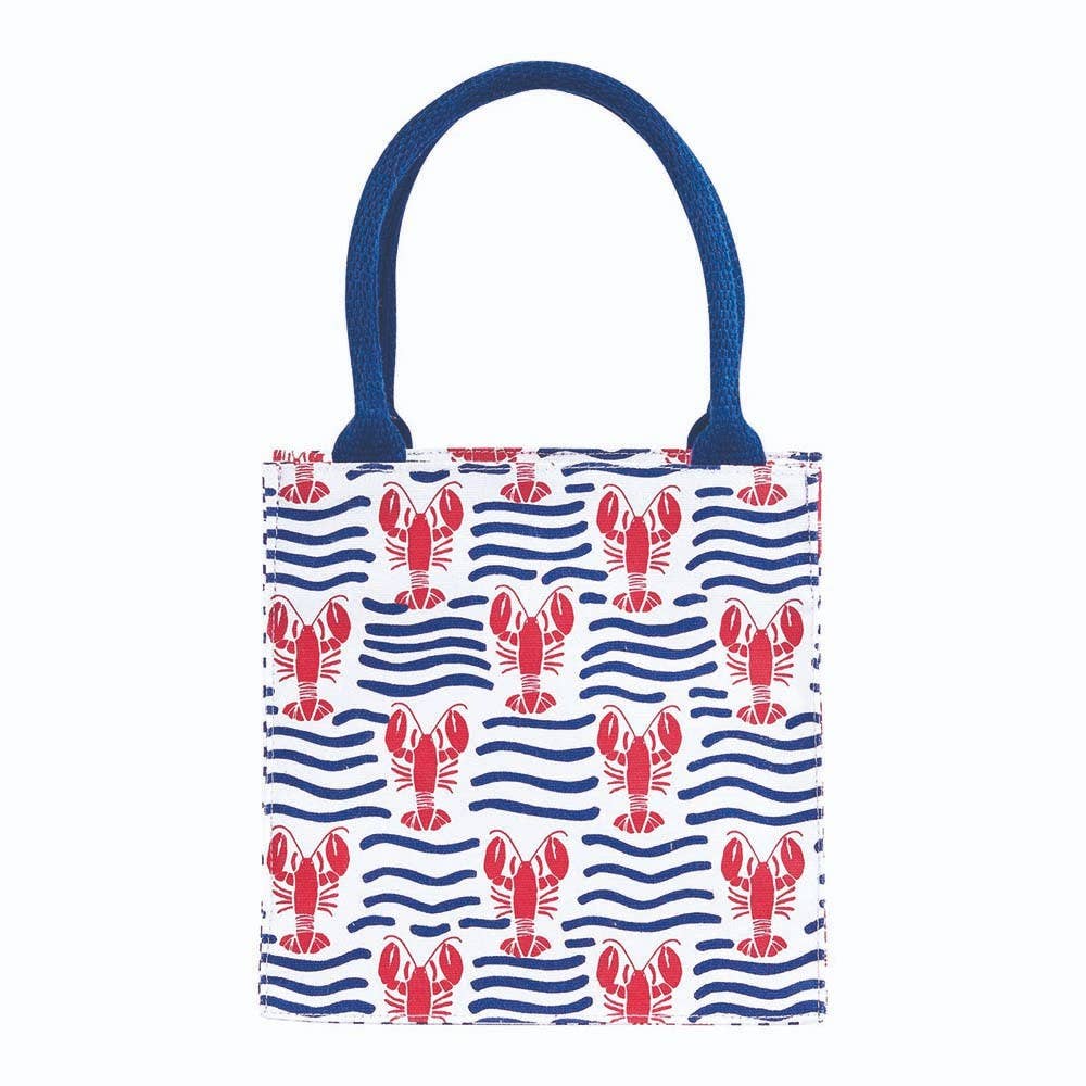 rockflowerpaper - LOBSTER WAVES Itsy Bitsy Reusable Gift Bag Tote