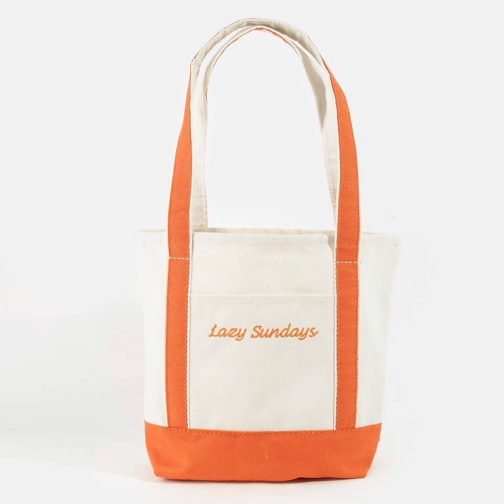 Collections by Fame Accessories - Lazy Sundays Embroidered Canvas Tote Bag
