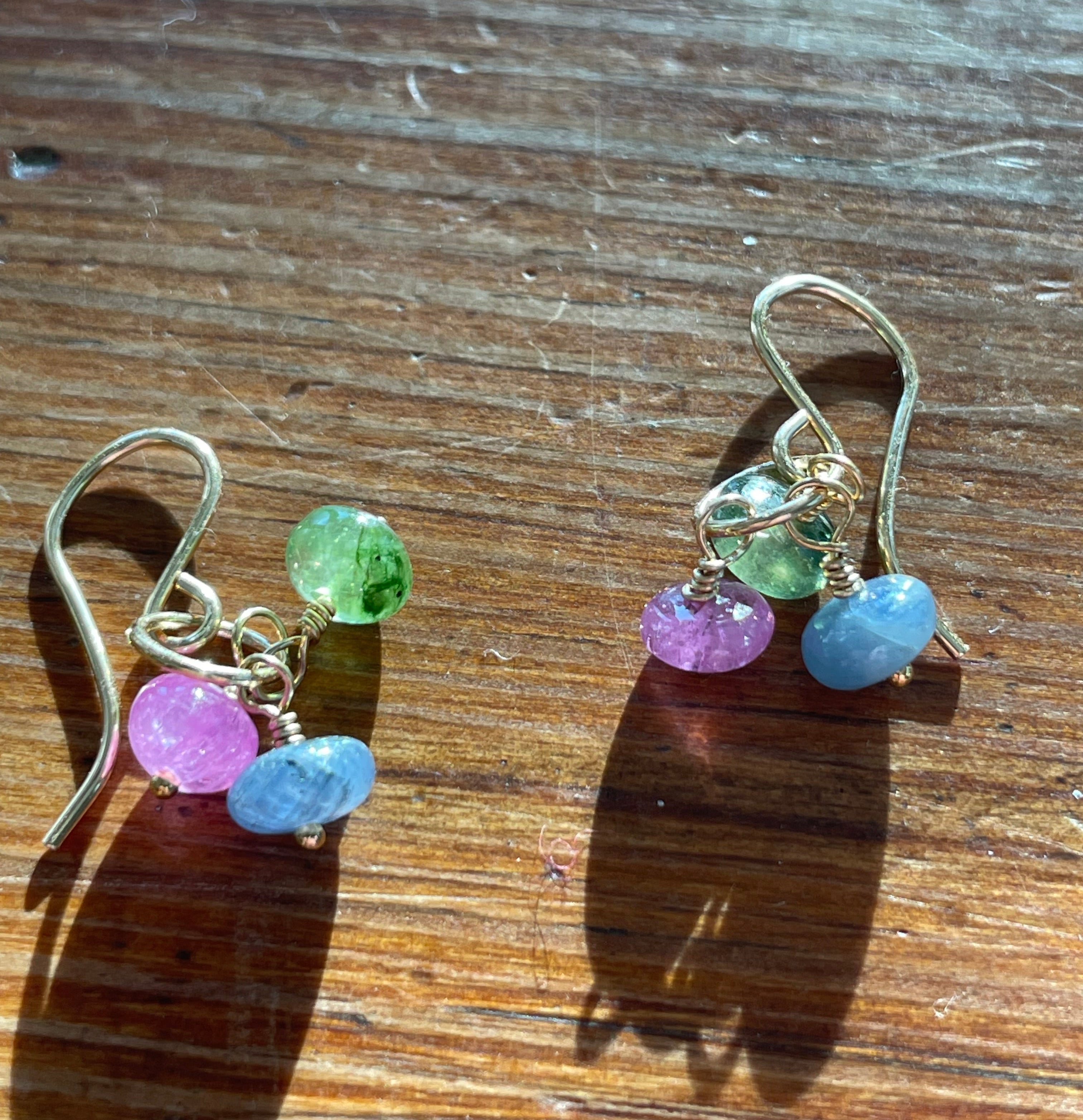 Live Oak Designs - Multicolored Sapphire Gold Drop Earrings