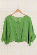 la maison des fibres naturelles - 3/4 sleeve linen jacket 906 100% linen: Vert pomme