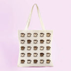 Collections by Fame Accessories - Coffee Cup Repeat Print Canvas Tote