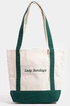 Collections by Fame Accessories - Lazy Sundays Embroidered Canvas Tote Bag