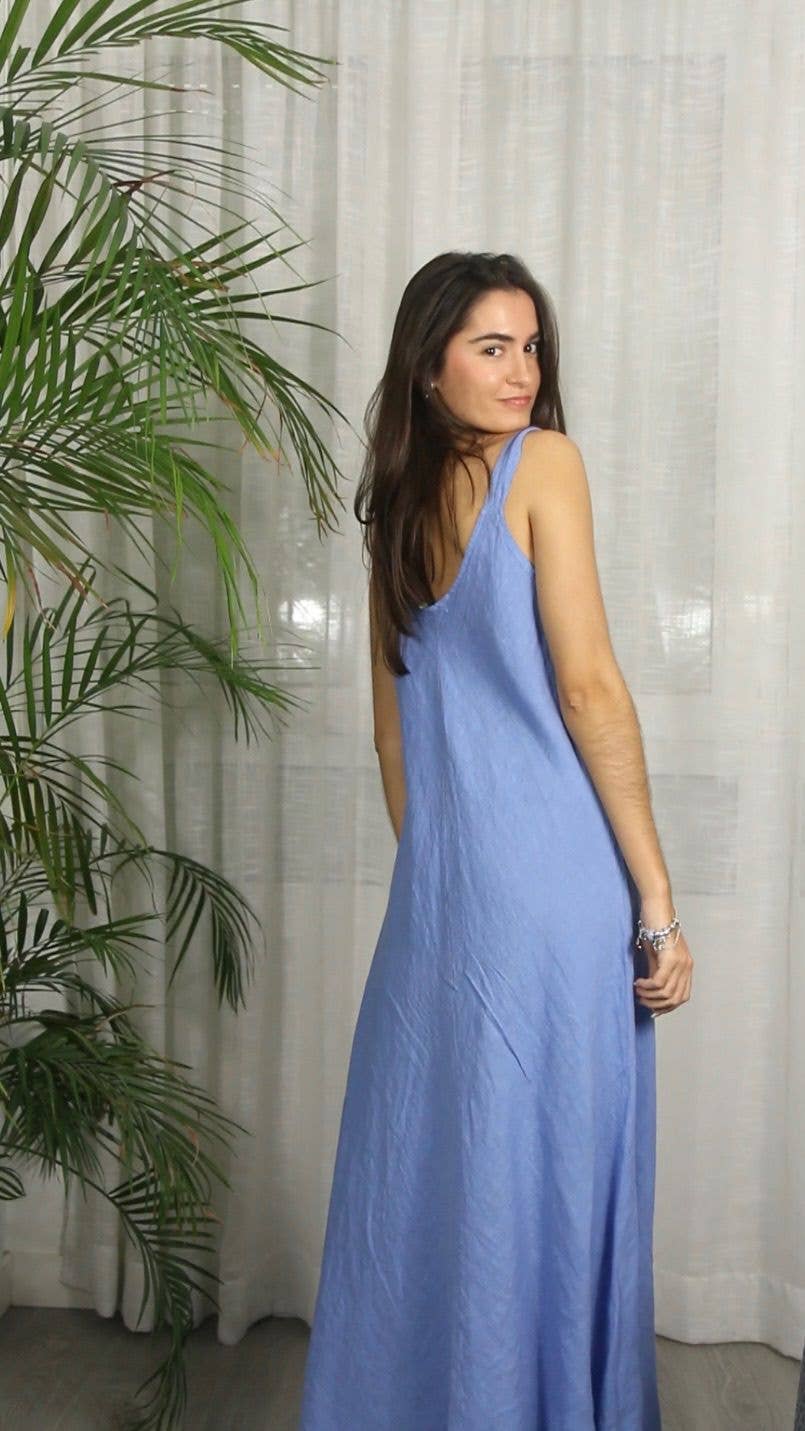 Linen & More - REF 2219 100% LINEN STRAPPY DRESS