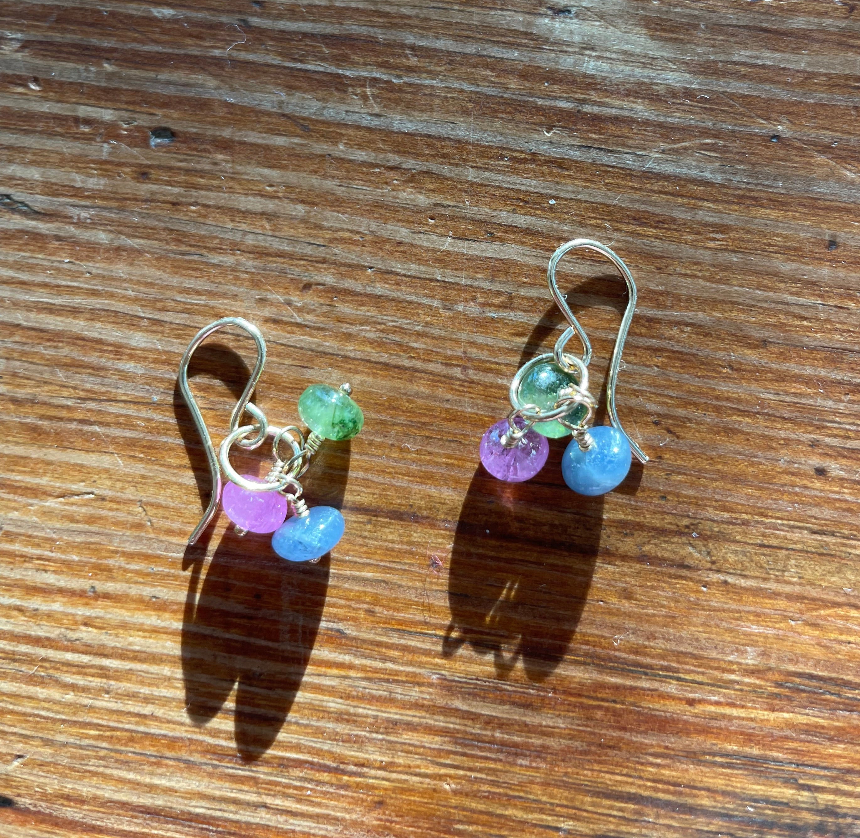 Live Oak Designs - Multicolored Sapphire Gold Drop Earrings