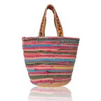 Colorful Weave Jute-Cotton Shopping Grocery Bag for Women