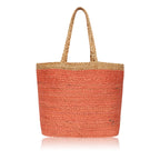 Chloe & Lex - Coral and Natural Jute Tote Bag