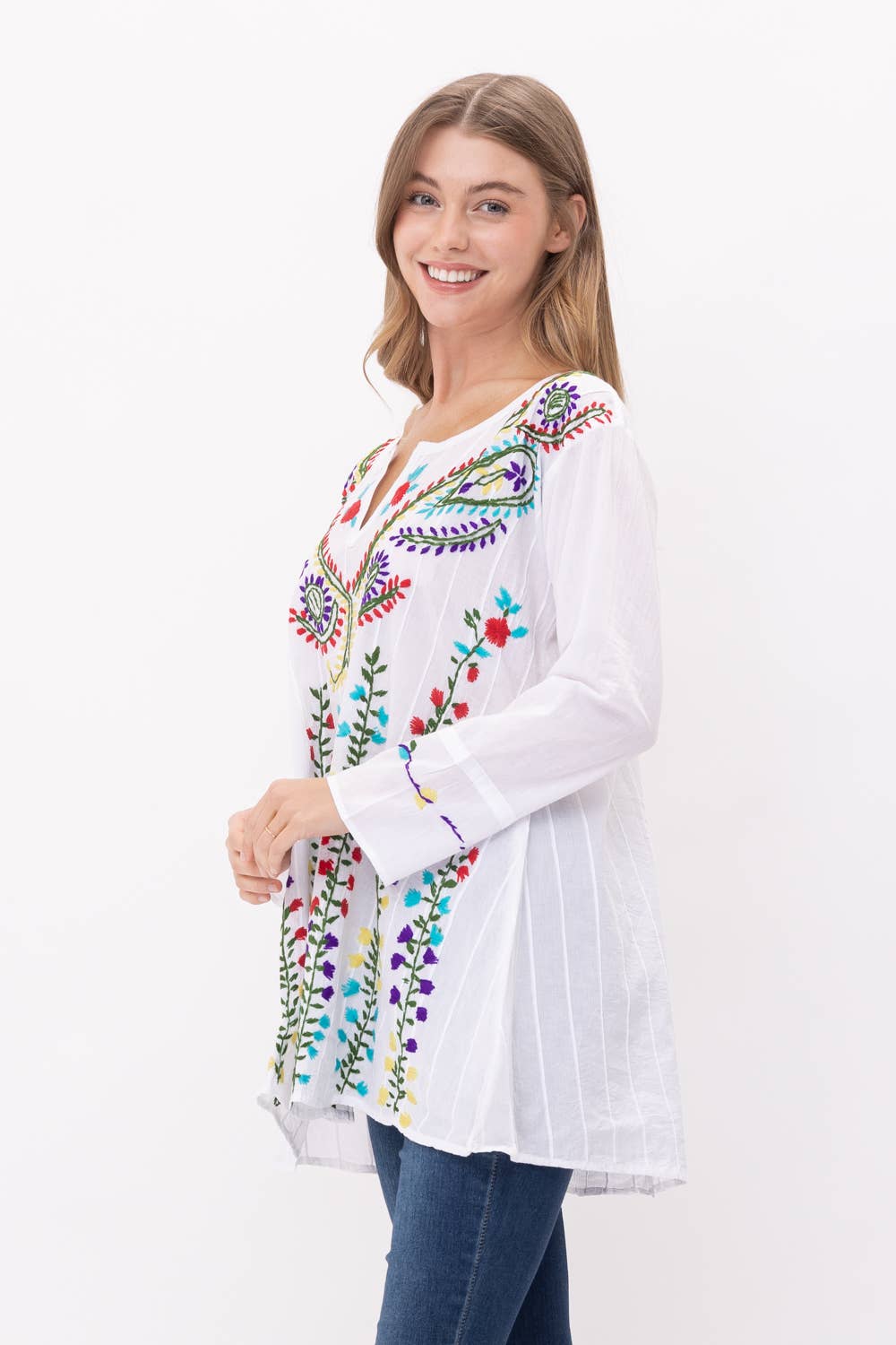 Raj Trading & Imports (USA) Inc. - Darleen Embroidered Top White Multi Embroidery