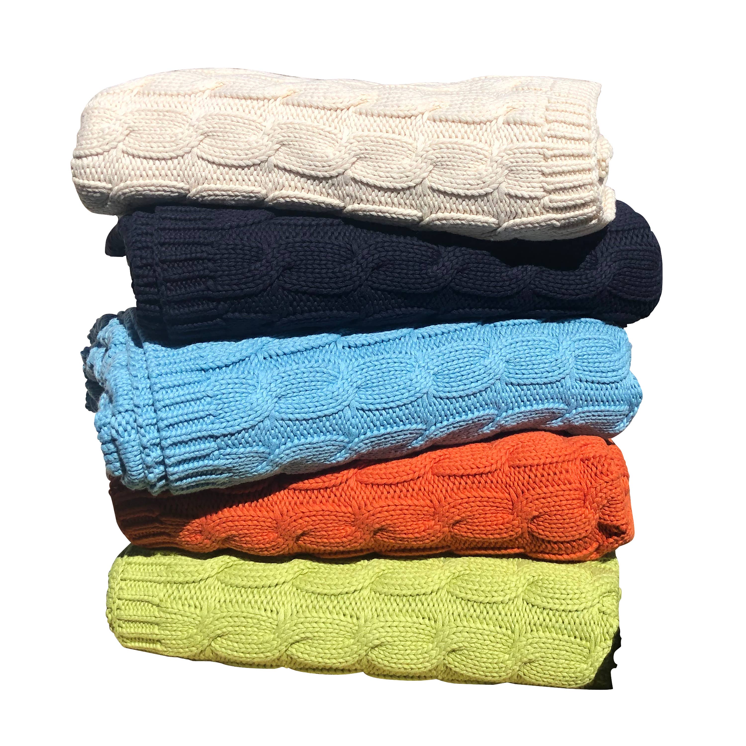 Chloe & Lex - Classic Cableknit Cotton Throw Blankets