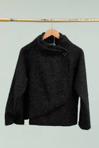 la maison des fibres naturelles - Kimono style jacket 09663 90% polyester 10% wool: Black