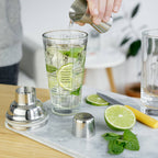 TRUE - 7-Cocktail Recipe Stainless Steel & Glass Shaker - 13.5 oz