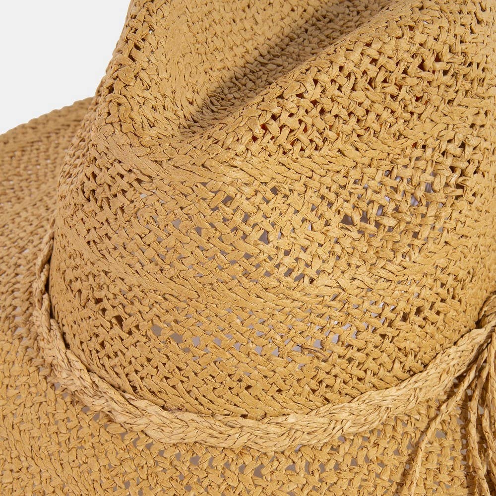 Collections by Fame Accessories - Braided Rope Band Straw Hat