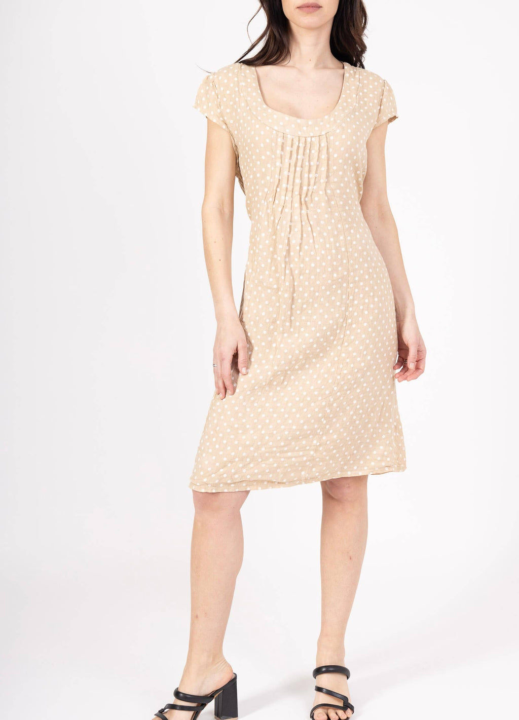 la maison des fibres naturelles - Polka dot patterned linen dress 9109 100% linen