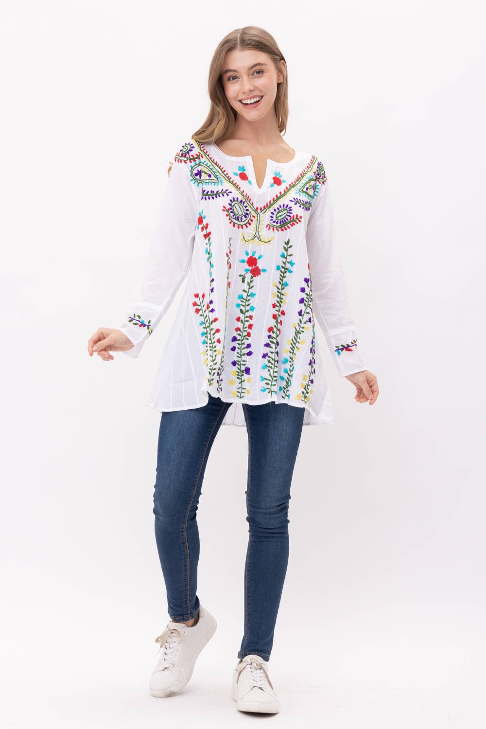 Raj Trading & Imports (USA) Inc. - Darleen Embroidered Top White Multi Embroidery