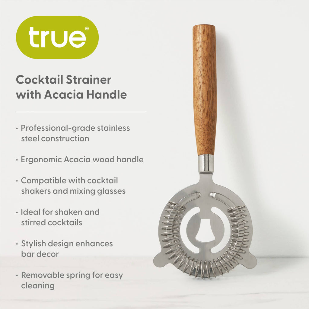 TRUE - Cocktail Strainer with Acacia Wood Handle