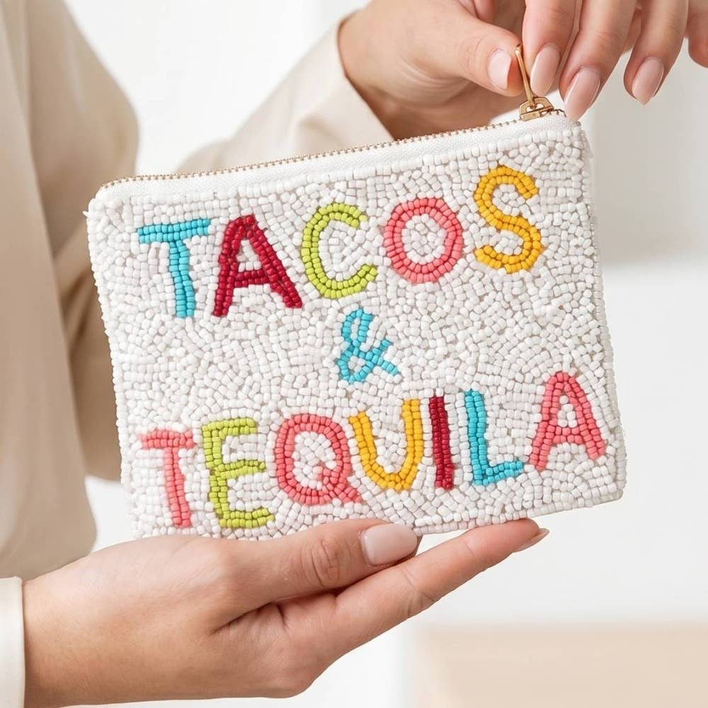 Collections by Fame Accessories - Beaded Tacos And Tequila Coin Purse