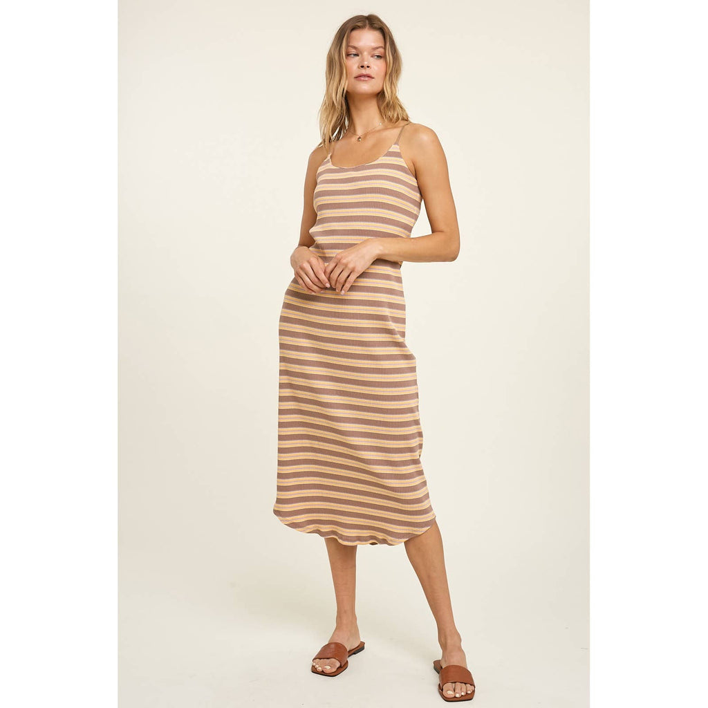 Wishlist Apparel - STRIPED KNIT MIDI DRESS WITH ROUND HEM / WL22-7026