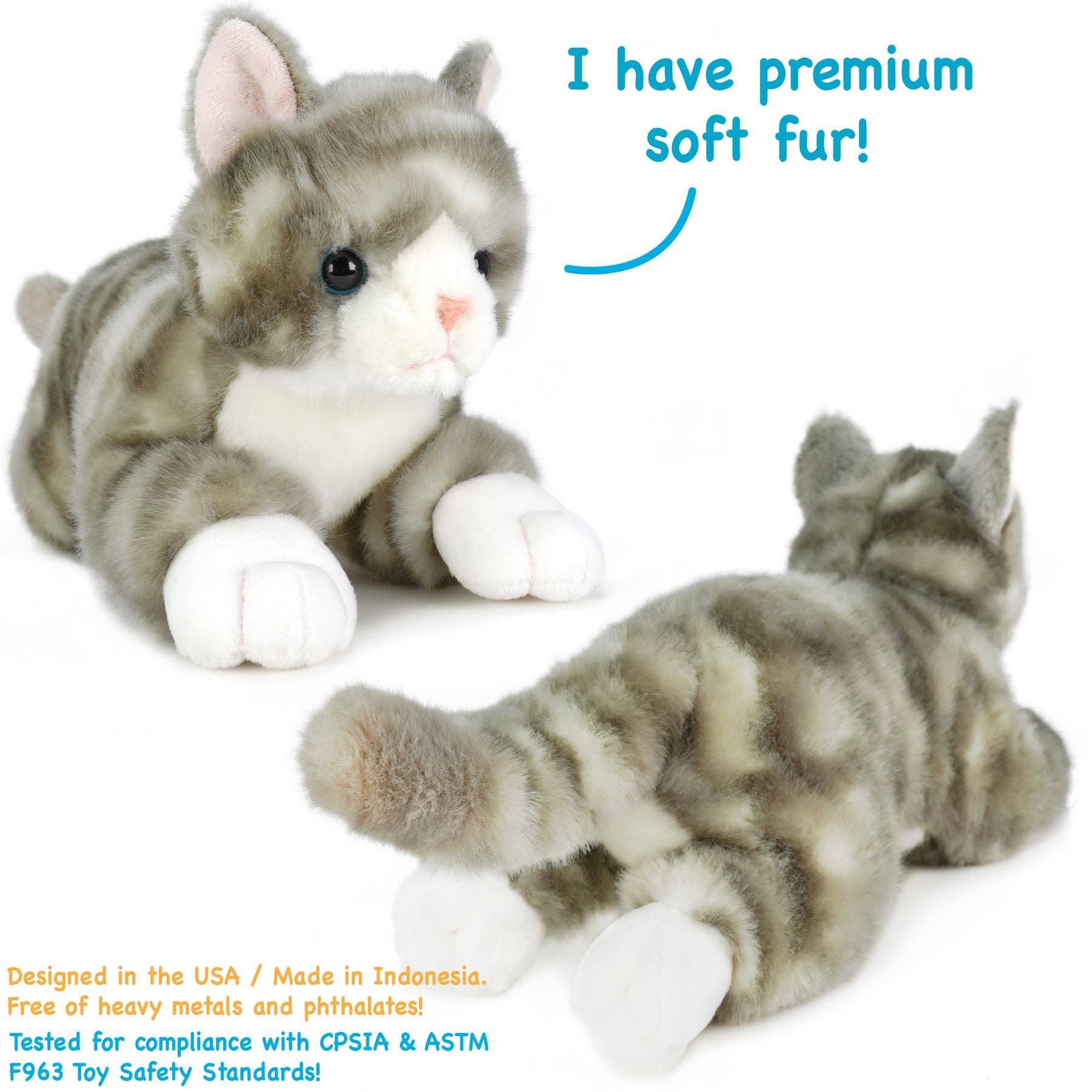 VIAHART Toy Co. - Gavin the Grey Tabby Cat | 13 Inch Stuffed Animal Plush