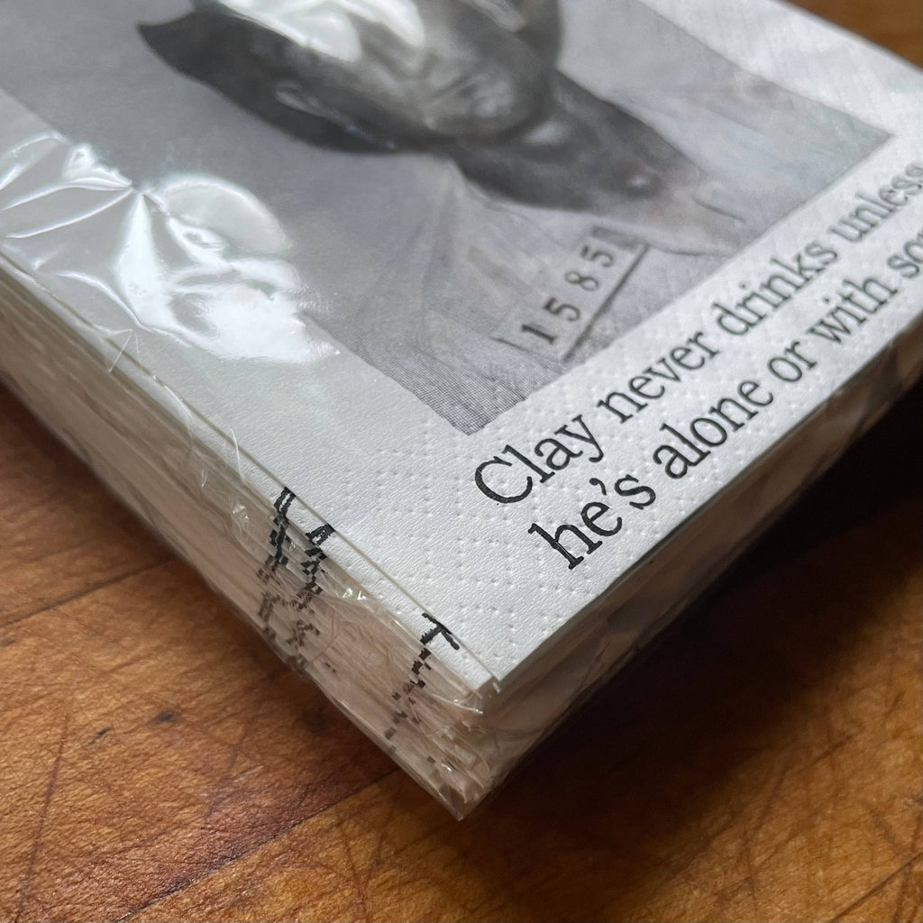 The 3 Sisters Design Co. - Big House Cocktail Napkins, Clay never drinks alone unless.. - beaudega