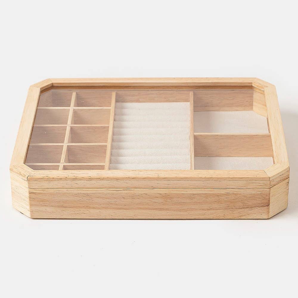 Collections by Fame Accessories - Wooden Jewelry Display Box Showcase