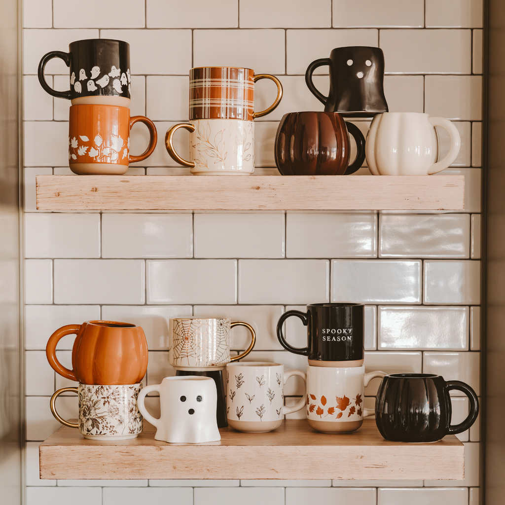Sweet Water Decor - Fall Leaves Orange Stoneware Coffee Mug