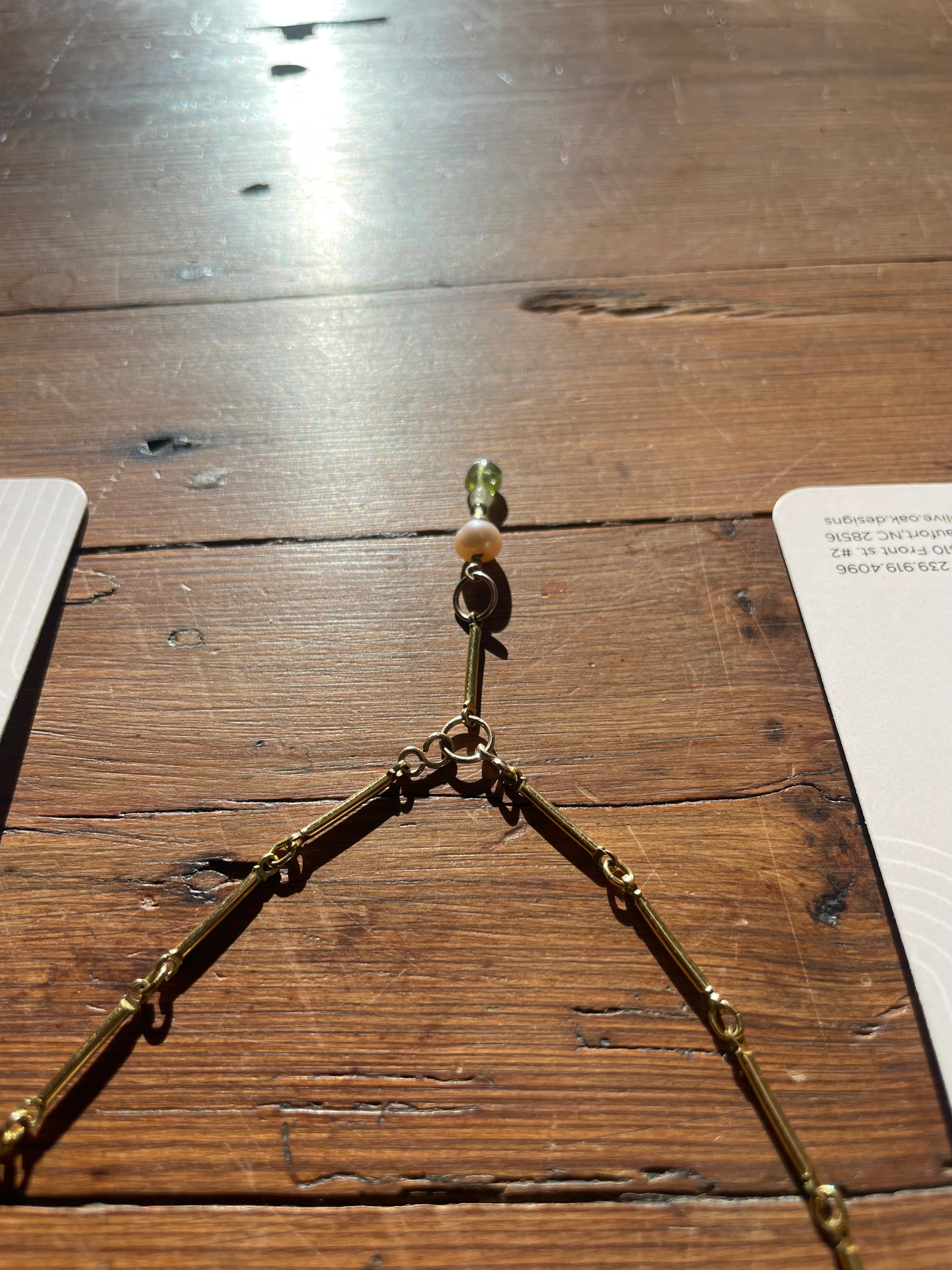 Live Oak Designs - Pearl and Peridot Pendant Necklace