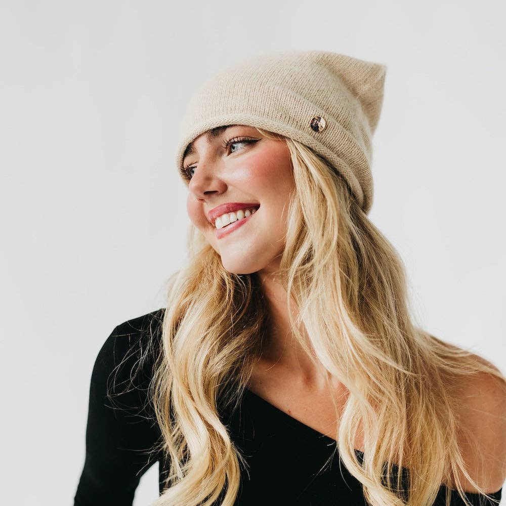Pretty Simple - Cable Rolled Edge Cashmere Beanie