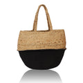 Black-Natural Two Tone Color Pure Jute Tote Bag for Women